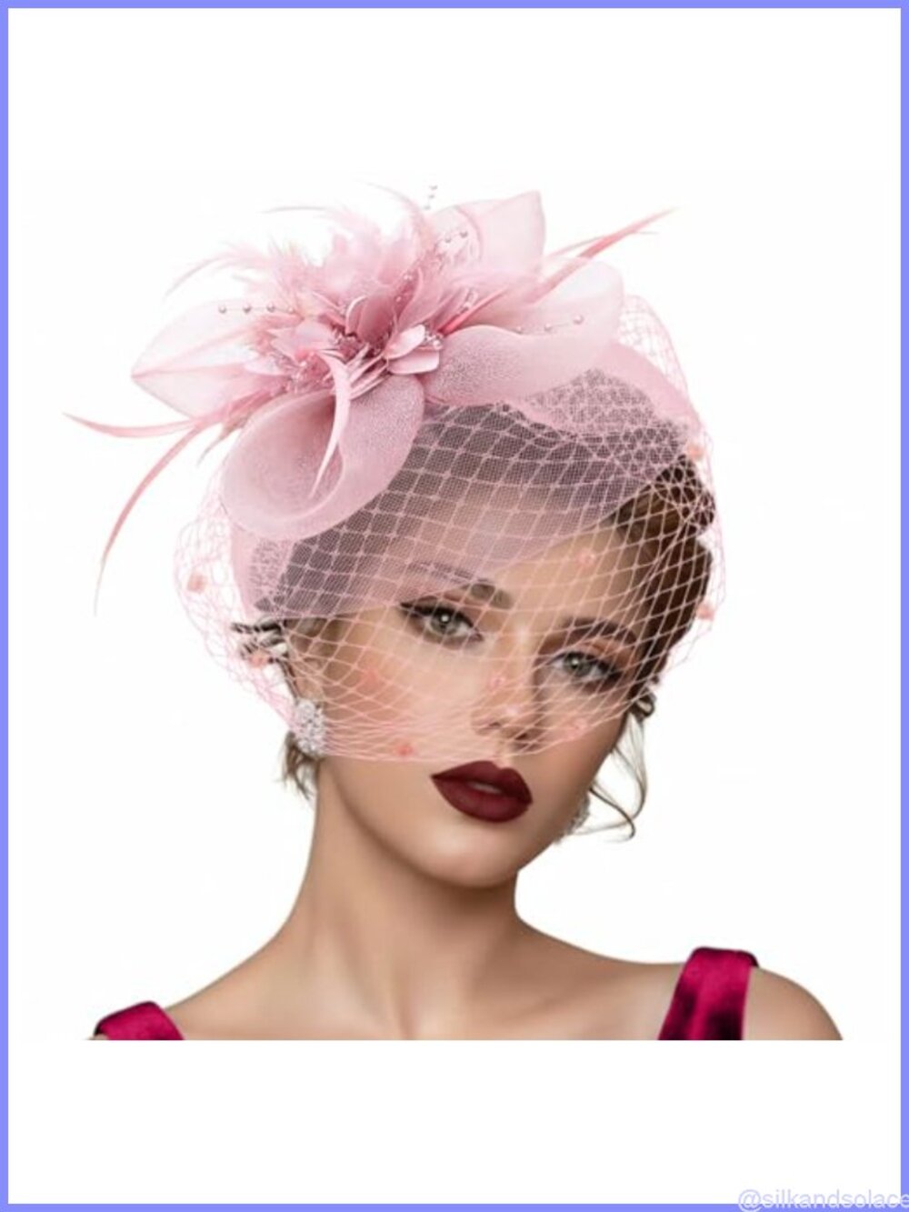 Women Fascinator Hat Floral Feather Mesh Headband Clip Tea Party